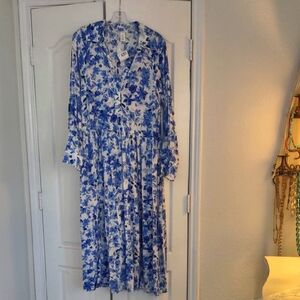 Floral Blue and White Dress H&M